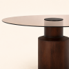 Coffee Table από Ξύλο Μάνγκο με Καφέ Γυαλί