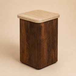 Side table από Ξύλο Μάνγκο και Travertine