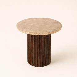 Side table από Ξύλο Μάνγκο και Travertine