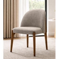 Καρέκλα από Ξύλο Καουτσούκ και Μπεζ  Ύφασμα