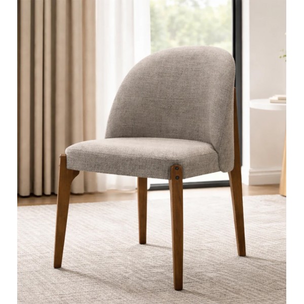 Καρέκλα από Ξύλο Καουτσούκ και Μπεζ Ύφασμα Καρέκλα από Ξύλο Καουτσούκ και Μπεζ Ύφασμα