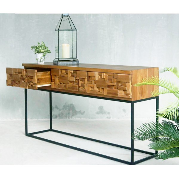 Κονσόλα με 4 Συρτάρια από Ξύλο Teak Κονσόλα με 4 Συρτάρια από Ξύλο Teak