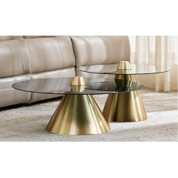 Μεταλλικά Τραπεζάκια με Γυαλί set 2 Τεμαχίων