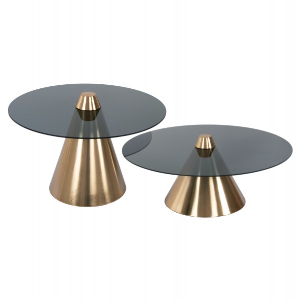 Μεταλλικά Τραπεζάκια με Γυαλί set 2 Τεμαχίων