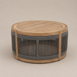 Coffee Table από Ξύλο Ακακίας με Γκρι Σχοινί Coffee Table από Ξύλο Ακακίας με Γκρι Σχοινί