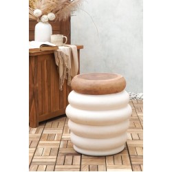 Side Table Τσιμέντου με Ξύλο Teak