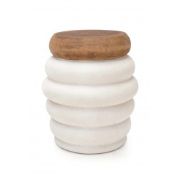 Side Table Ινοτσιμέντου με Ξύλο Teak