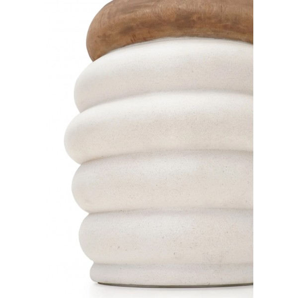 Side Table Τσιμέντου με Ξύλο Teak