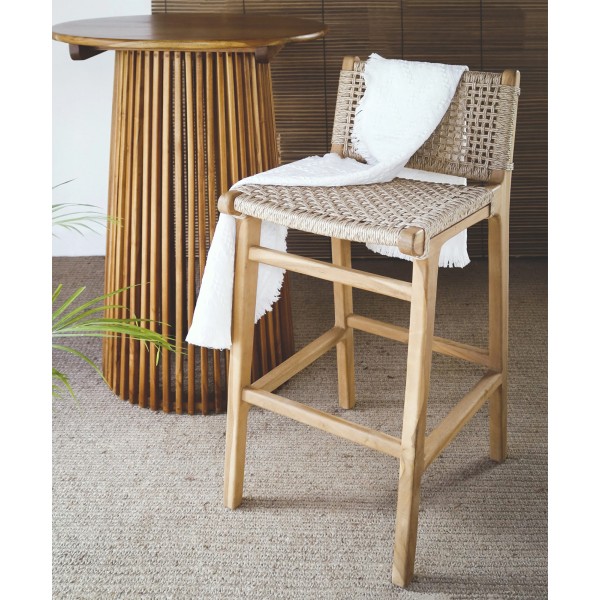 Bar Stool από Ξύλο Teak με Σχοινί Viro Bar Stool από Ξύλο Teak με Σχοινί Viro
