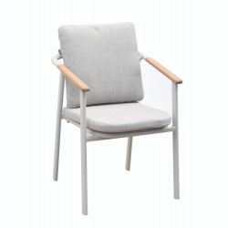 Καρέκλα Αλουμινίου Κρεμ με Teak Καρέκλα Αλουμινίου Κρεμ με Teak