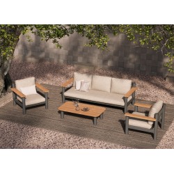 Σαλόνι Αλουμινίου με Σχοινί Γκρι Σετ 4 τεμαχίων