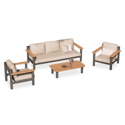 Σαλόνι Αλουμινίου με Σχοινί Γκρι Σετ 4 τεμαχίων