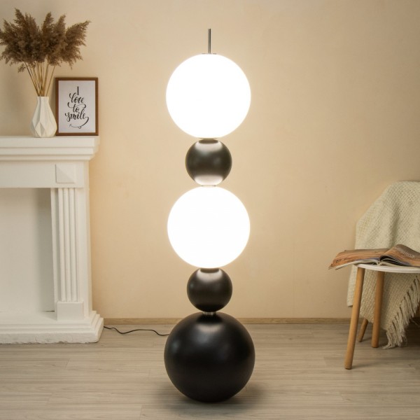 Ασπ΄ρόμαυρη  Ακρυλική Λάμπα Δαπέδου