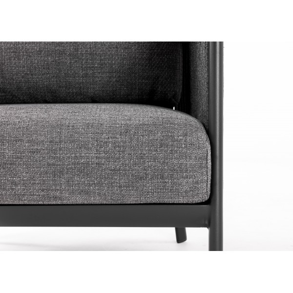 Γκρι Kαθιστικό Aλουμινίου με Ξύλο Teak και Σχοινί set 4 Tεμαχίων