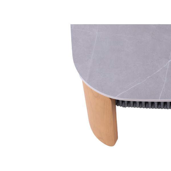 Γκρι Kαθιστικό Aλουμινίου με Ξύλο Teak και Σχοινί set 4 Tεμαχίων