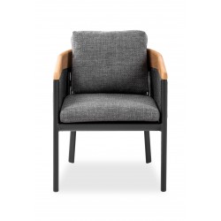 Καρέκλα Τραπεζαρίας Αλουμινίου με Teak Μπράτσα Γκρι