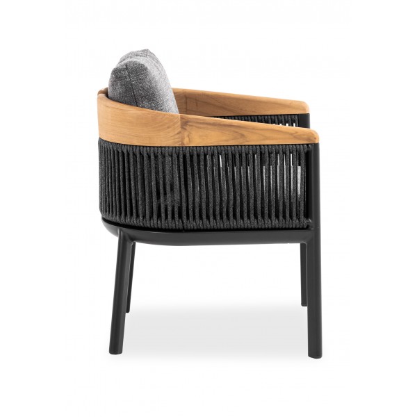 Καρέκλα Τραπεζαρίας Αλουμινίου με Teak Μπράτσα Γκρι Καρέκλα Τραπεζαρίας Αλουμινίου με Teak Μπράτσα Γκρι