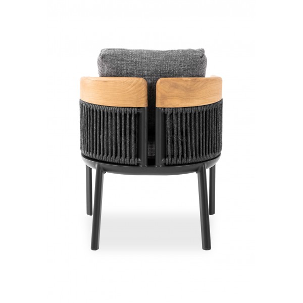 Καρέκλα Τραπεζαρίας Αλουμινίου με Teak Μπράτσα Γκρι Καρέκλα Τραπεζαρίας Αλουμινίου με Teak Μπράτσα Γκρι