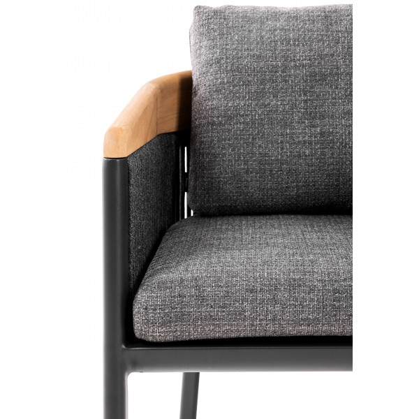 Καρέκλα Τραπεζαρίας Αλουμινίου με Teak Μπράτσα Γκρι Καρέκλα Τραπεζαρίας Αλουμινίου με Teak Μπράτσα Γκρι