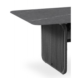 Τραπέζι με Σκελετό Αλουμινίου - Σχοινί και Πλάκα  Tempered Glass and Sintered Stone Γκρι