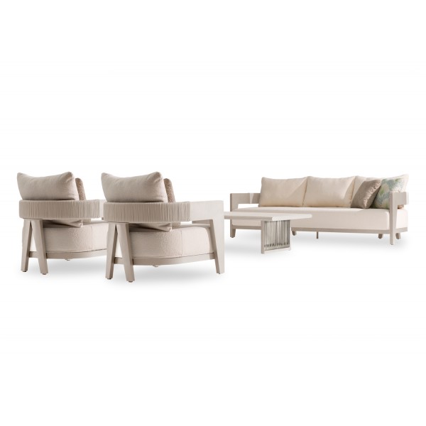 Μπεζ Σαλόνι Αλουμινίου με Σχοινί Σετ 4 τεμαχίων Μπεζ Σαλόνι Αλουμινίου με Σχοινί Σετ 4 τεμαχίων