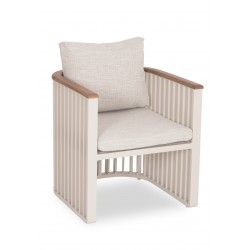 Πολυθρόνα Αλουμινίου Κρεμ με Teak Μπράτσα