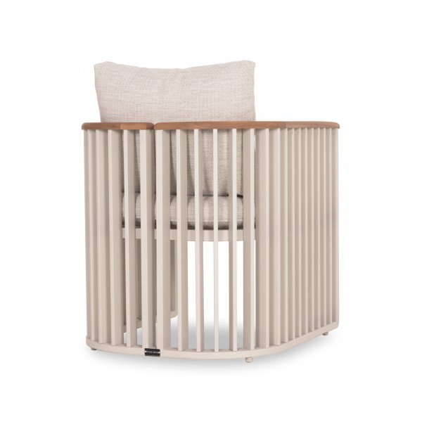 Πολυθρόνα Αλουμινίου Κρεμ με Teak Μπράτσα