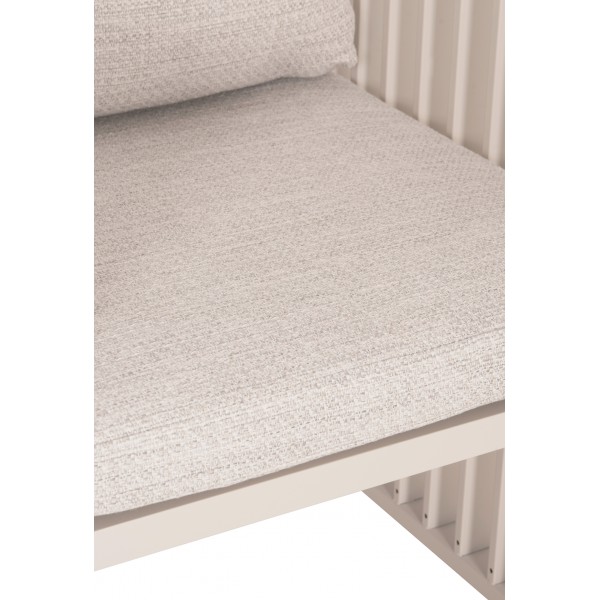 Πολυθρόνα Αλουμινίου Κρεμ με Teak Μπράτσα