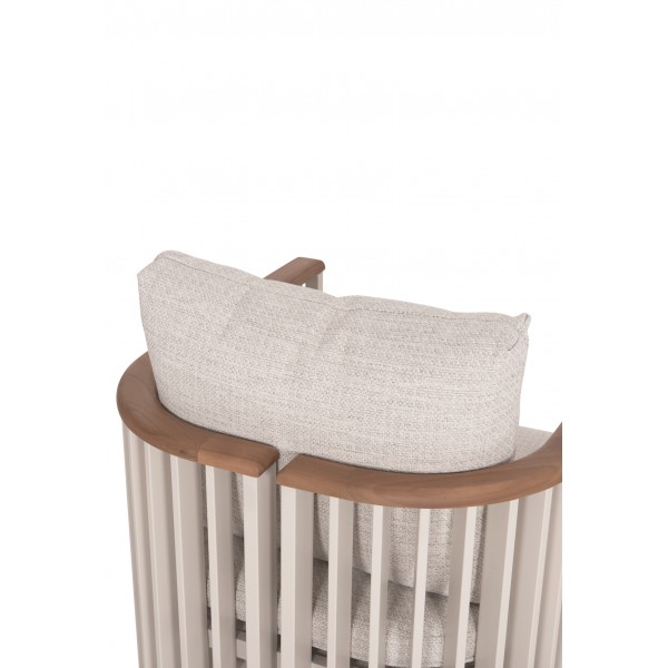 Πολυθρόνα Αλουμινίου Κρεμ με Teak Μπράτσα