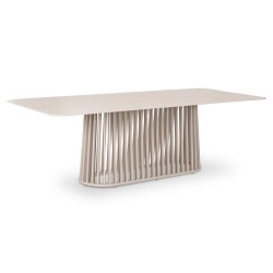 Κρεμ Τραπέζι Αλουμινίου με Sintered Stone Top