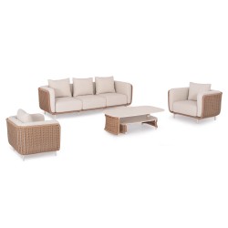 Καθιστικό Αλουμινίου με Wicker Set 4 τεμαχίων Καθιστικό Αλουμινίου με Wicker Set 4 τεμαχίων