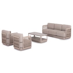 Καθιστικό Αλουμινίου Μπεζ σετ 4 τεμαχίων