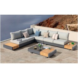 Γωνιακό Καθιστικό Αλουμινίου με Ξύλο Teak