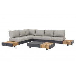 Γωνιακό Καθιστικό Αλουμινίου με Ξύλο Teak