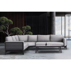 Γκρι Γωνιακός Καναπές Αλουμινίου