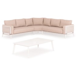 Μπεζ Γωνιακός Καναπές Αλουμινίου