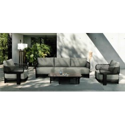 Γκρι Σαλόνι Αλουμινίου με Γκρι Μαξιλάρια Σετ 4 Τεμαχίων