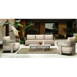 Μπεζ Σαλόνι Αλουμινίου με Μπεζ Μαξιλάρια Σετ 4 Τεμαχίων