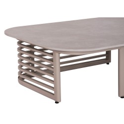 Μπεζ Σαλόνι Αλουμινίου με Μπεζ Μαξιλάρια Σετ 4 Τεμαχίων