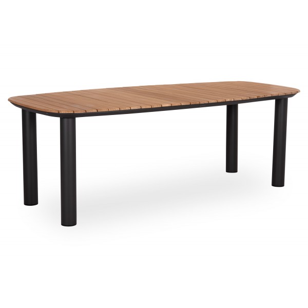 Γκρι Τραπέζι Αλουμινίου Με Ξύλο Teak