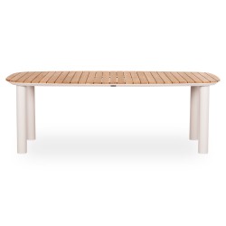 Μπεζ Τραπέζι Αλουμινίου Με Ξύλο Teak Μπεζ Τραπέζι Αλουμινίου Με Ξύλο Teak