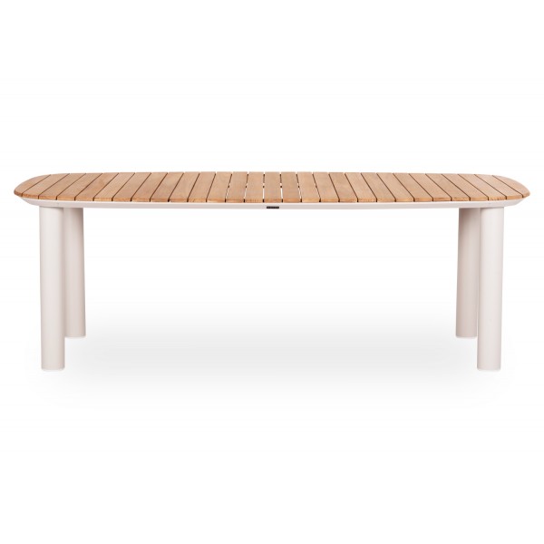 Μπεζ Τραπέζι Αλουμινίου Με Ξύλο Teak Μπεζ Τραπέζι Αλουμινίου Με Ξύλο Teak