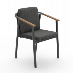 Καρέκλα Αλουμινίου Σκούρο Γκρι με Teak Καρέκλα Αλουμινίου Σκούρο Γκρι με Teak