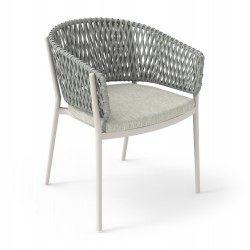 Καρέκλα Λευκή Κρεμ Αλουμινίου Με Σχοινί