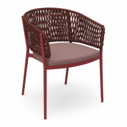 Καρέκλα Κόκκινη Αλουμινίου Με Σχοινί