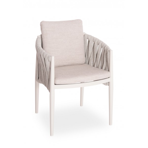 Καρέκλα Λευκή Αλουμινίου Με Μπεζ Μαξιλάρι