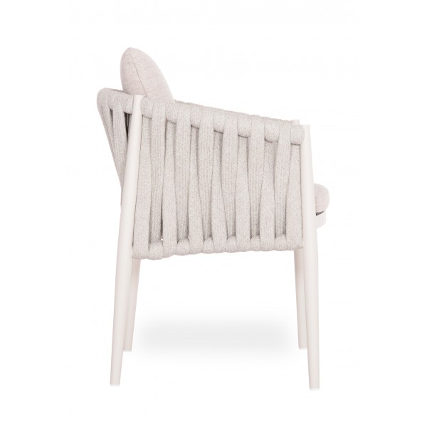 Καρέκλα Λευκή Αλουμινίου Με Μπεζ Μαξιλάρι