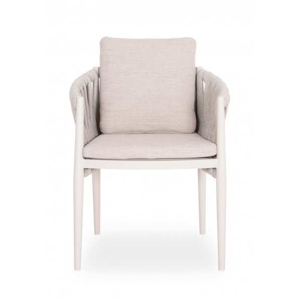 Καρέκλα Λευκή Αλουμινίου Με Μπεζ Μαξιλάρι