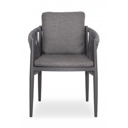 Καρέκλα Γκρι Αλουμινίου Με Γκρι Μαξιλάρι