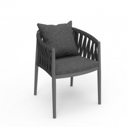 Καρέκλα Γκρι Αλουμινίου Με Γκρι Μαξιλάρι